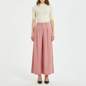 Elegant Pink Wide-Leg Women's Pants